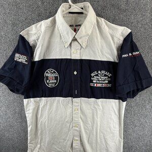 Paul & Shark Short Sleeve Graphic Print Medium Button-Down Blue Shirt Nautical
